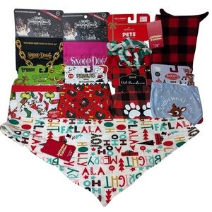 Holiday Pet Bandana Set Snoop Dogg Jammies Small Medium Cat Dog NEW